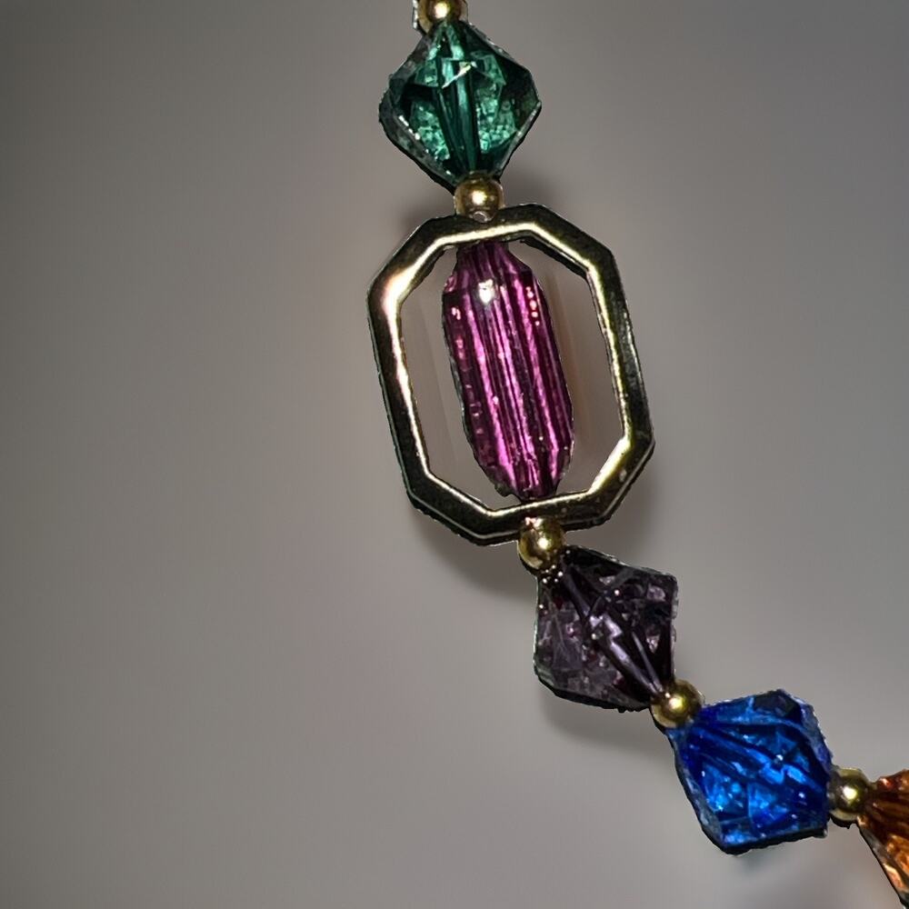 Barbara Lewis Multi‑Color Kinetic Necklace Gold‑Tone 4 Spinning Stones C753339 - Picture 3 of 11
